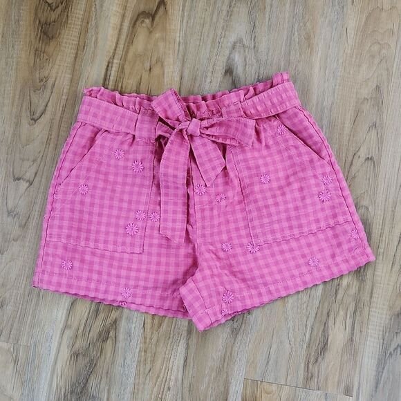 ☔️🔹️NWT Pink Plaid w/Embroidered Lace Floral Print Size 6/28 - Picture 3 of 11